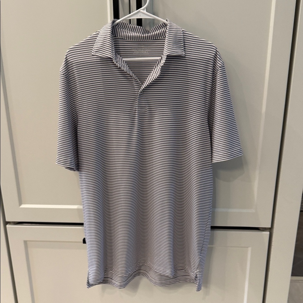 Vineyard Vines Navy and White Striped Polo